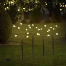 LED Gartenleuchtstäbe Sterne 4er Set, Leuchtstäbe für Garten, Terrasse, Balkon, 