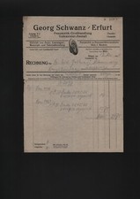 ERFURT, Rechnung 1929, Georg Schwanz Pneumatik-Grosshandlung Vulkanisier-Anstalt