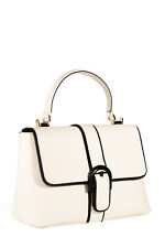 Weiße Retro Vintage 60er Rockabilly Kontrast Rohrschnalle Tasche VERBOTENE Kleidung