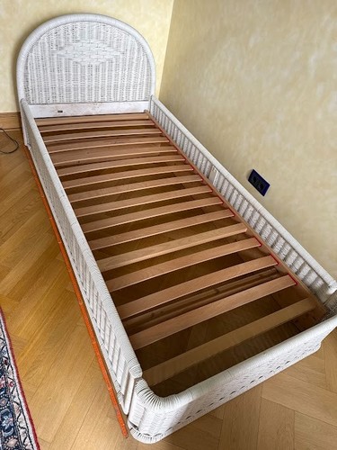 Rattanbett weiß 100x200 - , cm