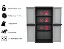 Kreher XXL Kunststoffschrank Werkstattschrank Schrank Gartenschrank extra tief
