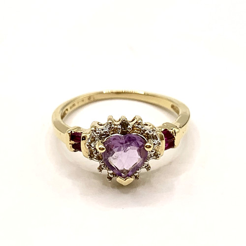 Amethyst herz gold ring - amethyst,
