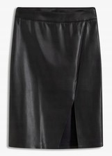 Bleistiftrock Lederimitat Gr. 40 Schwarz Damen-Rock Freizeitrock Skirt Neu