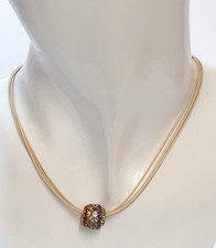 585 Gold / 14 Karat Kette Collier Farbedelsteine Pavee gefasst Rondell 44 cm