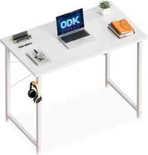 ODK Kleiner Schreibtisch, 80×40cm Computertisch Bürotisch Mit Kopfhörer Halter