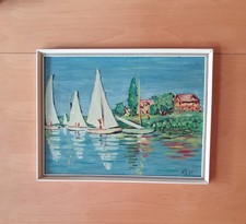 Claude Monet "Regattas bei Argenteuil" Ölgemälde von HL, Reproduktion von 1961