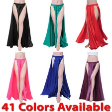 Satin Panel Rock Bauchtanz Tribal Seite Schlitz Kostüm Jupe Flamenco Damen Blüte