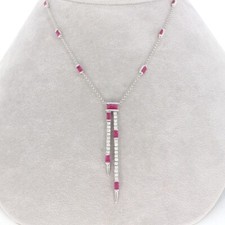 Wert 3470 € Brillant Rubin Collier in 750 18 Karat Weiß Gold