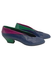 Maripé Pumps Leder Blau Retro Gr. 38 Damen Party Blockabsatz