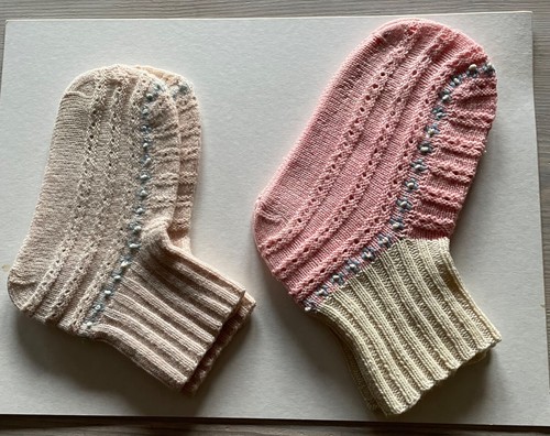 Bettsocken gestrickt 1950er - bettsocken, in