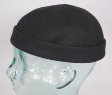 BULLANI Sailorcap Dockermütze Docker Mütze Cap schwarz Skullcap Sailor Wolle Neu