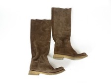 trendy Damen Schuhe Stiefel Gr. 37 Echtleder Lederstiefel Braun Kreppsohle (W)