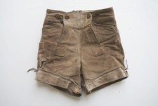 Kurze Pfadfinder Lederhose 60er Vintage Rinderspalt grau ohne Verzierungen Gr.44