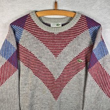  Chemise Lacoste Pullover Herren Sweatshirt Gr. 4 Grau Langarm 51% Wolle Vintage