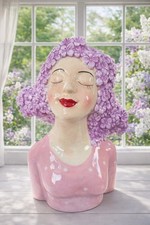 Deko Frauenkopf Flieder Rosa