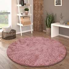 Hochflor Teppich Rund Wohnzimmer Shaggy Langflor Kunstfell Flauschig Einfarbig