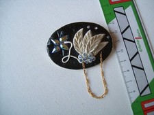 Brosche Anstecknadel Schmuck goldfarben Fimo mit  Sicherheitsverschluß