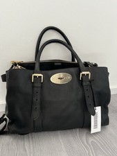 Mulberry Zipped Bayswater Schwarz Mit Goldener Hardware