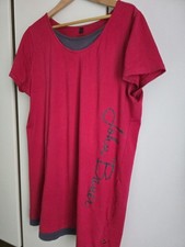 John baner Damen Nachthemd Gr. 48 50 Kurzarm Baumwolle rot 