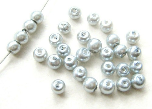 Glaswachsperlen 4mm silber - , 75