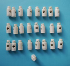 25 Kordelstopper Weiß Ø ca. 11 mm x Höhe 25 mm, Lochgröße Ø ca. 5 mm