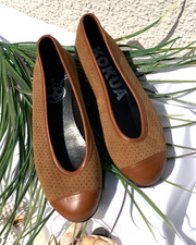 KOKUA Ballerinas Soft Velour Leder Perforierte Optik braun Gummisohle Gr. 37 NEU