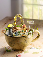 Tassengarten & Deko aus Kunststein  Rosenbogen & Brunnen mit LED-Beleuchtung