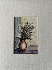 Aquarellgemälde Blumen Vase