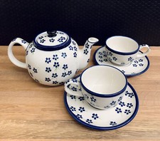 Bunzlauer Keramik Teeset Teekanne 1 L Tasse Kanne  Deko Handarbeit Kaffeekanne