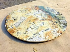 runde Naturstein Tischplatte gelb-grün Bistroplatte Granitplatte Marmor Stein