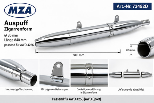 Mza auspuff zigarrenform - mza,