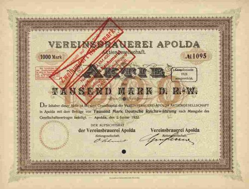 Vereinsbrauerei apolda 1922 - vereinsbrauerei,