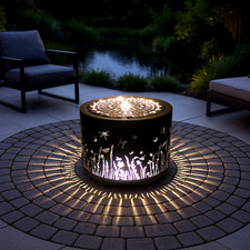 Gartenbrunnen + LED Beleuchtung aus Metall Springbrunnen Wasserspiel Gartendeko
