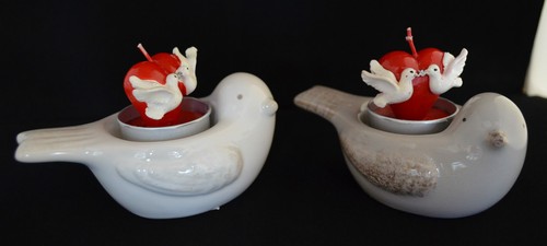 Taubenpaar creme und grau - creme,
