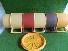 5 stapelbare TUPPERWARE mehrfarbig Trinken Kaffeebecher  + 1 Untertasse (Deckel)