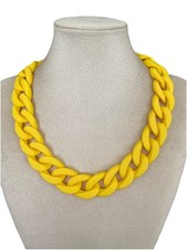 Damenkette Statement Gliederkette Modeschmuck Halskette  Blogger gelb