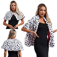 DE iEFiEL Dalmatiner-Schal Damen Kunstpelz Stola Bolero Jacke Cosplay Kostüm