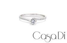 SOLITÄR 4 Krappen Ring Brillant / Diamant 0,22ct  mit Akzent Fassung 585 14K WG