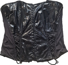 Damen Korsett Corsage Bustier Schwarz Lack Optik Transparent Gr. XL XXL