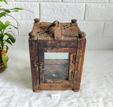 Antik Primitive Handgefertigt Holz Glas Laterne Rahmen Barn Kerze Laterne GS216