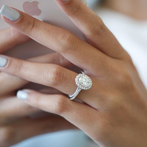 Oval halo diamant - 2,65,