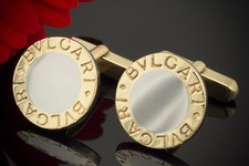 Bulgari BVLGARI Manschettenknöpfe Rund in 750er Gelbgold & Stahl Bicolor Schmuck