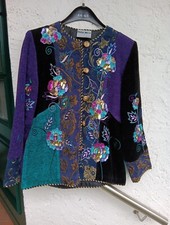 Damen Jacke Chenille von Indigo Moon Gr.38 Hauptfarben Lila/Schwarz/Türkis