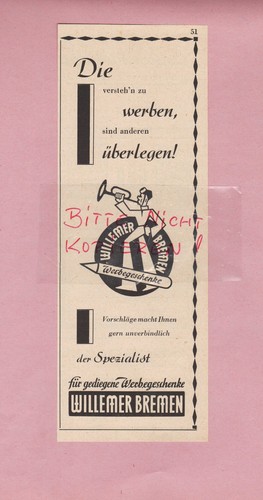 Bremen werbung 1942 willemer - bremen,, 1942,