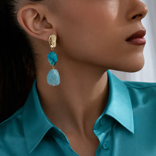 Damen  Ohrringe Türkis Gold -
