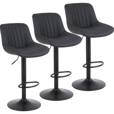 Barhocker Set 3er Schwarz drehbar höhenverstellbar PU- moderner Küchenhocker