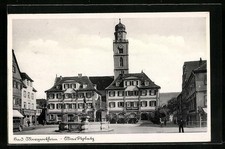 AK Bad Mergentheim, Marktplatz mit Hotel Badischer Hof, Kreis-Sparkasse, Apothe 