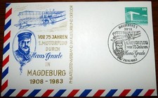 Karte Magdeburg 1983 DDR Hans Grade 75 Jahre 1. Motorflug GA Ganzsache (IF