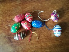 Hübsches handbemaltes Vintage Holz Osterei 8er Set Ei  50er Jahre 3 cm Ostern