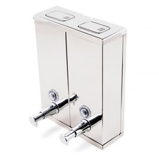 Edelstahl Duo Seifenspender Wand Flüssigseife Seife Spender Dosierer 2 x 600 ml
